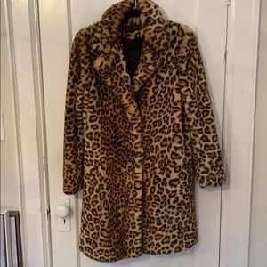 Zara leopard print faux fur coat - medium